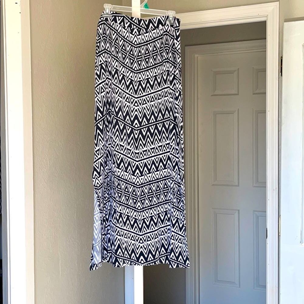 Black and white Aztec maxi skirt.